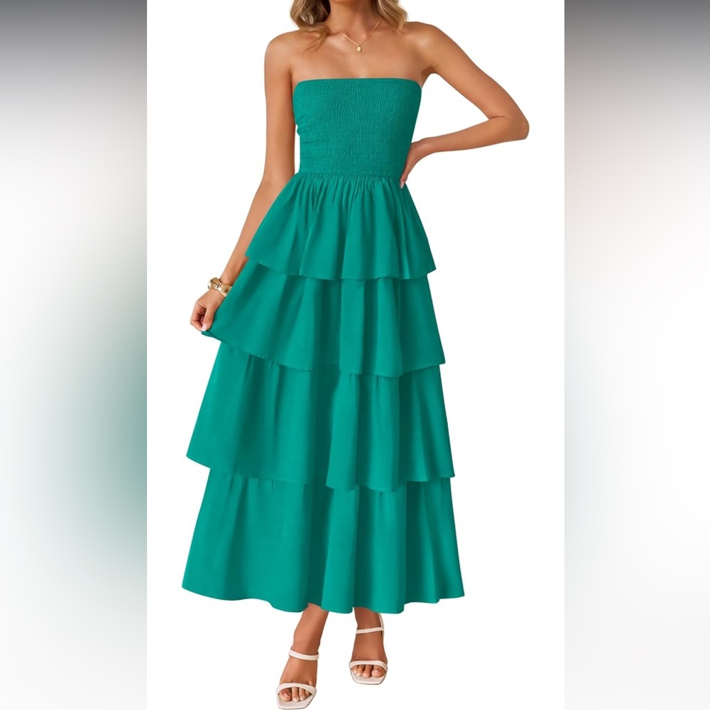 Elegant Teal Tiered Maxi Dress